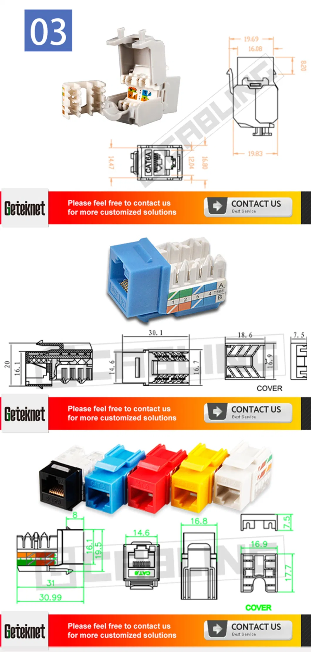 Gcabling Cat5e Keystone Jack Coupler Keystone Jack RJ45 Keystone Jack